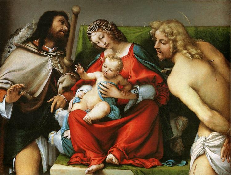 Lorenzo Lotto Madonna mit Hl. Rochus und Hl. Sebastian oil painting picture